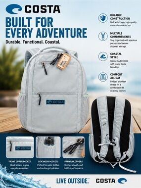 Costa Light Gray Men's Everyday Backpack